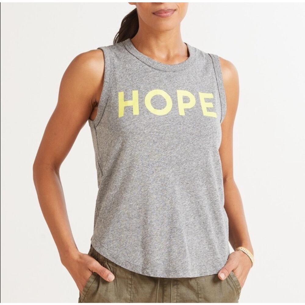 Sol Angeles Hope Tank Top Size Small Gray Yellow Cotton Blend Casual Sleeveless